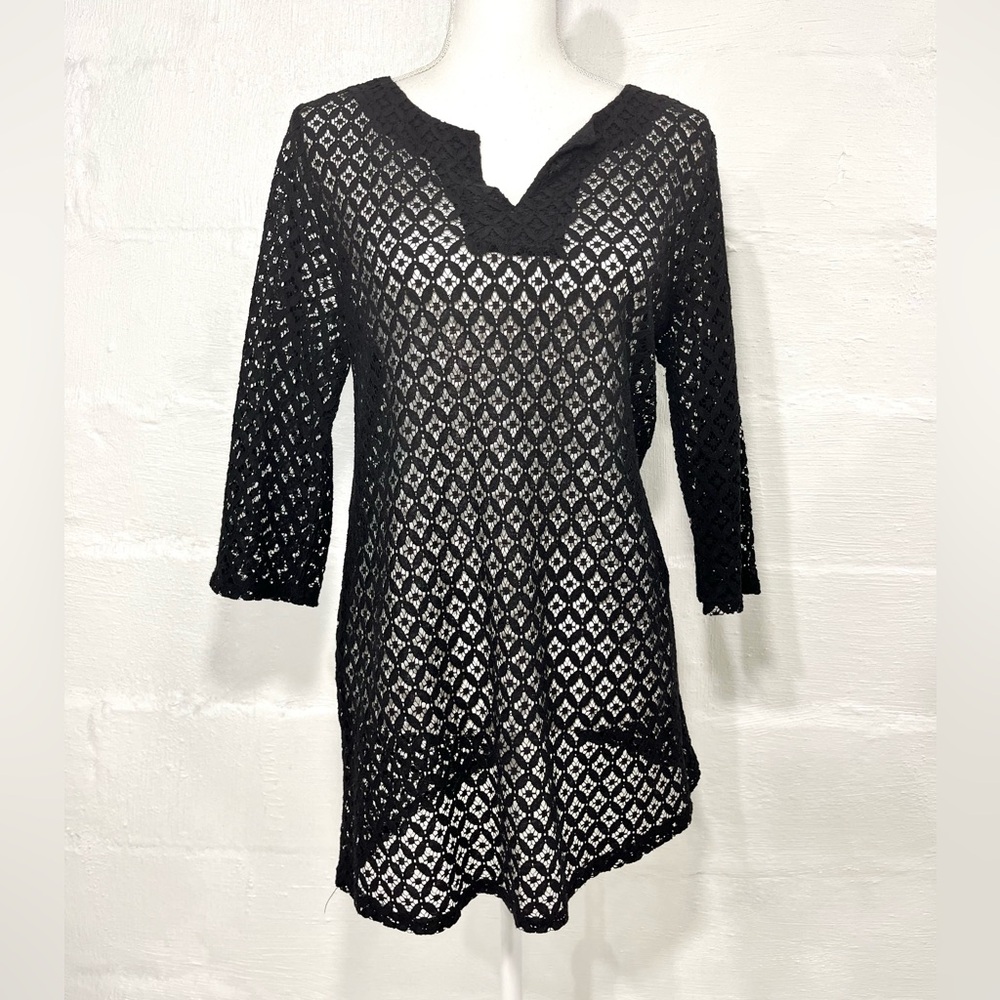 LAUNDRY BY SHELLI SEGAL CROCHET TUNIC SWIM COVER UP